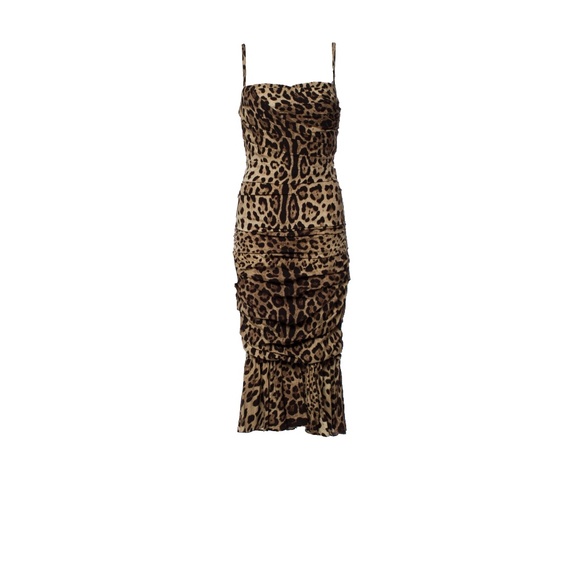 Dolce & Gabbana Runway Leopard Silk Midi Dress - Picture 8 of 9